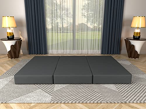 POKAR Matelas Pliable Imperméable pour Camping et Voyageurs 120 x 195 x 15 cm, Anthracite