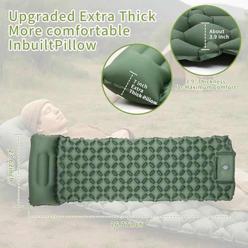 Matelas Camping Gonflable 1 Personne Ultraléger pour Voyage, Plage et Randonnée, Matelas Gonflable Autogonflant 1 Person